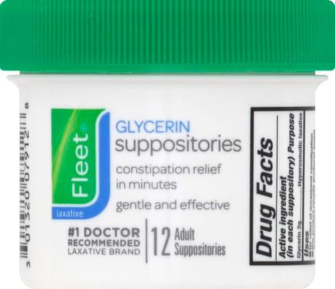 Fleet Laxative Glycerin Suppositories for Adult Constipation, 12 Count (Pack of 1 )...