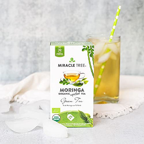 Miracle Tree - Organic Moringa Superfood Tea, 25 Individually Sealed Tea Bags, Green Tea (Keto, Detox, Energy & Immunity Booster, Vegan, Gluten-Fr...