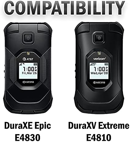 Nakedcellphone Fitted Series for Kyocera DuraXV Extreme, DuraXE Epic, DuraXA Equip Case, Black Vegan Leather Cover with [Built-in Screen Protectio...