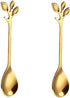 2 Pack Stainless Steel Leaf Coffee Spoon Tableware Dessert Spoons, Stirring, Mixing, Sugar, Stir, Ice Cream, Cake, Teaspoon 4.7 inch Gold...