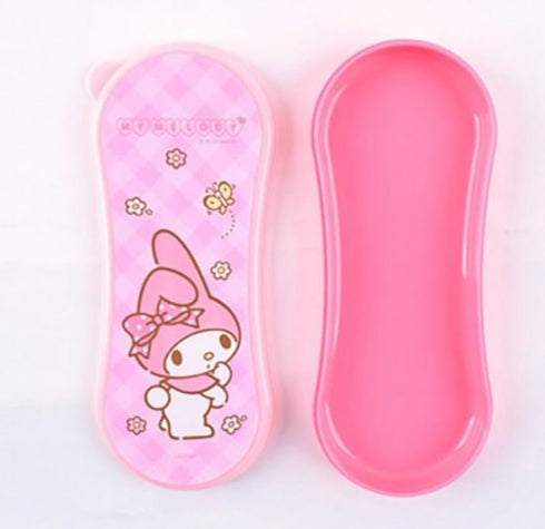 Cute Pink Melody Fork and Spoon Flatware Set with Case, Tableware Set with Cute Figure, Medium...