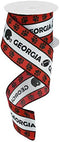 Georgia Print Wired Ribbon Footballs Helmets and Paws for Wreaths Floral Arrangements Gift Wrapping Crafting Red/White/Black, 2.5 Inch x 10 Yards ...