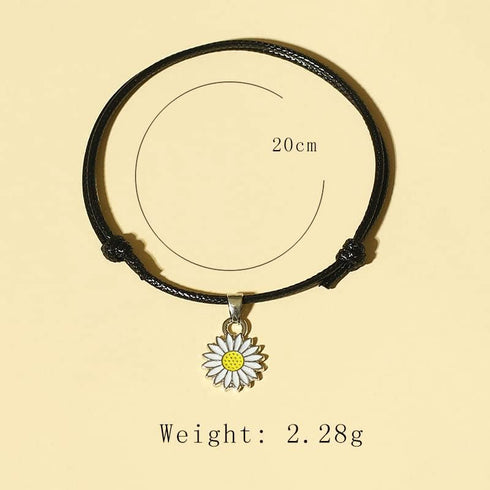 Fuqimanman2020 2pcs Bohemian Daisy Flower Rope Bracelet Set Mutual Attraction Sunflower for Women Relationship Matching Couple Long Distance Pinky...