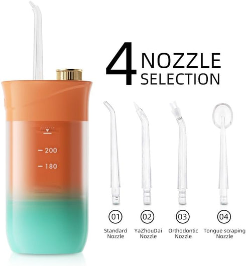 Water Dental Flosser for Adults for Teeth Cleaning 3 Modes- Portable & Reachargeable IPX7 Waterproof Level Dental Water Jet, Orange,green...