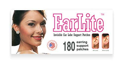 EarLite 180 (60 Ea X 3 packs) Invisible Earring Ear Support Waterproof Patches in ZipLock Pouch - Made in USA...