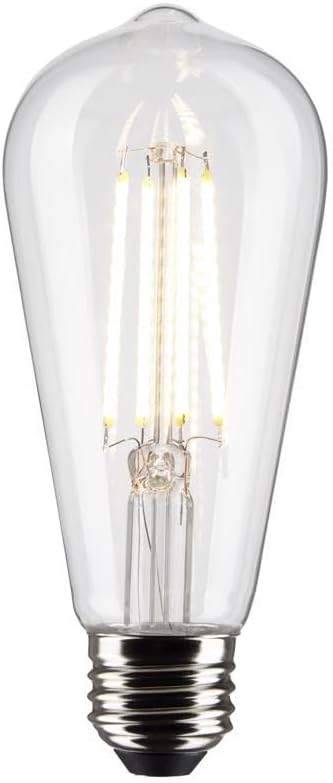 Satco S21870 8 Watt ST19 LED Bulb, Clear: Medium Base, 2700K, 800 Lumens, 2-Pack...