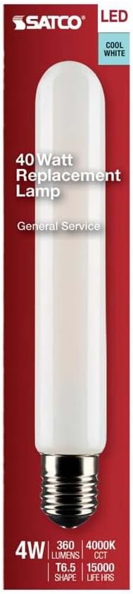 Satco 23173-4T6.5/LED/FR/940/120V/E17 Tubular (S21373) Intermediate Screw Base Exit Light Bulb...