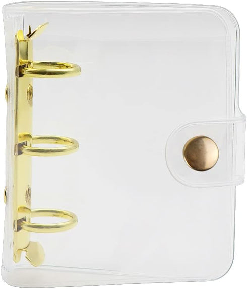 Mini Size 3-Ring Binder Cover Refillable PVC Notebook Binder with Snap Button Closure File Folder for 3-Holes Filler Paper Loose Leaf Personal Pla...