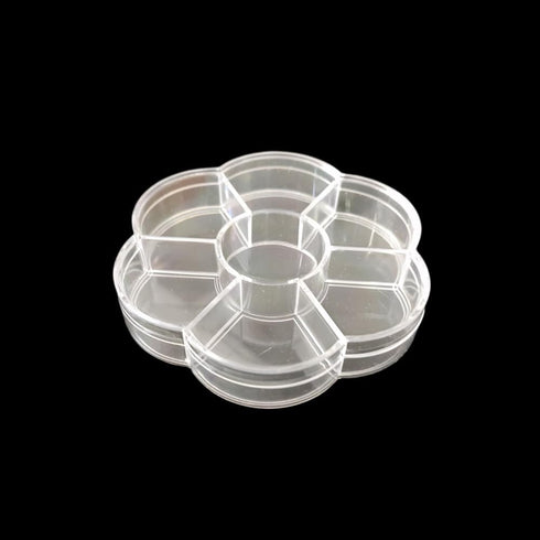 Plastic Clear Round Jewelry Box 7 Grids Travel Plum Flower Shaped Jewelry Bead Organizer Box Storage Container Case for Crafts Screws Small Parts ...