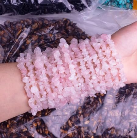 600Pcs 3 Strands 5-8mm Bulk Natural Chip Stone Bead Crystals and Healing Stones Bracelet Charms Jewelry Making Kit Jewelry Making Supplies for Mon...