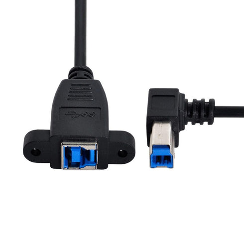 chenyang Printer Cable,USB 3.0 Type B Male to Female 90 Degree Angled Extension Cable with Panel Mount Screws for Printer, Hard Disk 50cm...