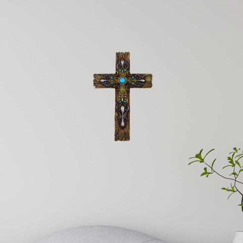 Comfy Hour Faith and Hope Collection Polyresin Wall Hanging Cross (Multi-Color)...