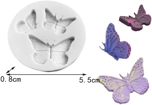 3PCS Gray Mini Butterfly Silicone Molds, Cute Fondant Cake Baking Chocolate Candy Cupcake Topper Desserts Decoration Polymer Clay DIY Crafts for W...