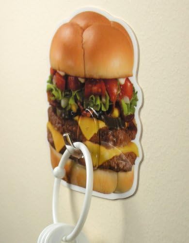 Utility Hooks Cheeseburger Design - Gadget Holder - Home and Office - Self Adhering - Set of 12 Pcs - Measures 3.75"...