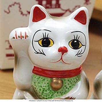 Japanese Maneki Neko - Magnetized Ceramic Salt & Pepper Shakers...