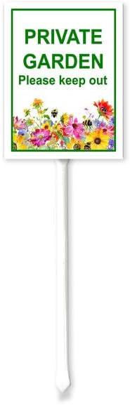 (8x12) IN Private Garden Please Keep Out Yard Sign With Metal Stake For Garden Grass Farm Decor Lawn Sign Stand Tin Keep Out Sign Outdoor Decorati...
