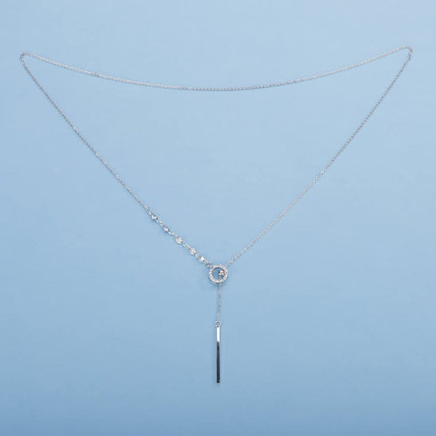 Sither Lariat Y Necklace for Women Long Crystal Sweater Chain Necklace Dainty Dressy Necklace Jewelry for Winter Evening Party Christmas Gift (sil...