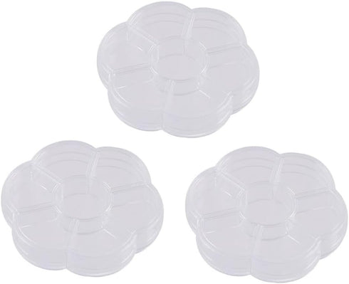 Plastic Clear Round Jewelry Box 7 Grids Travel Plum Flower Shaped Jewelry Bead Organizer Box Storage Container Case for Crafts Screws Small Parts ...