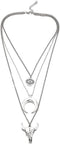 Caiyao Boho Women's Layered Necklace Cowboy Cowgirls Western Women's Chain Necklace Evil Eye Bull Head Necklace Women's Silver Cresent Moon Pendan...