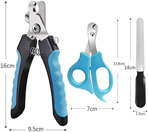 Pet Nail Clippers and Trimmers Set Safety Guard to Avoid Over Cutting Razor Sharp Blades Grooming Tool for All Small Large Dog Cat (Blue/Black)...