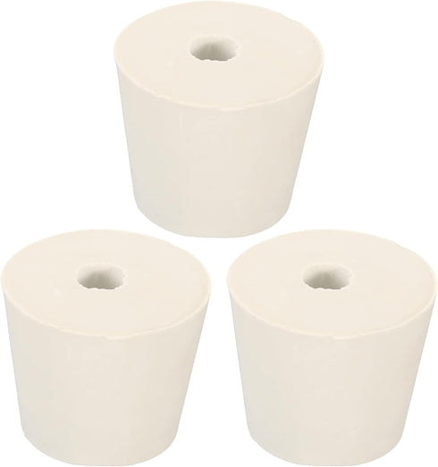 MECCANIXITY Rubber Tapered Plug 28mm to 37mm with Hole Test Tubes Bungs Stopper White for Lab Home 3 Pieces...