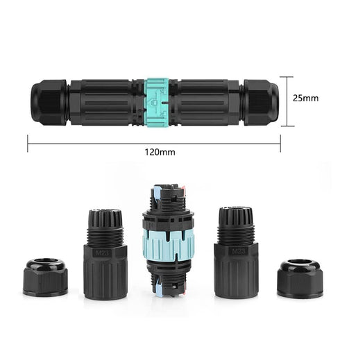 Quick Connector IP68 Outdoor Waterproof Electrical Wire Connector for 5-14mm Wire Diameter, (Max 16A, 450V), 2 Way (3 Pin)...