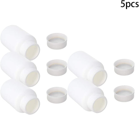 Othmro PE Plastic Lab Chemical Reagent Bottles 5pcs, 51ml/1.72oz Wide Mouth 28mmID Round Sample Liquid Storage Container Sealing Bottles White wit...