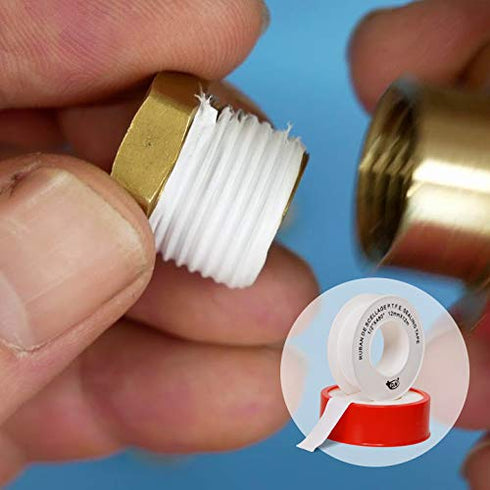 10 Rolls Plumbers Teflon Tape, Thread Seal Tape Waterproof, High-Density White Sealant Tape PTFE for Shower Heads, Pipe Thread (White-1/2 Inch x 4...