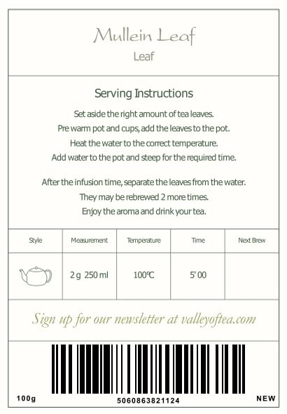 Mullein Leaf Organic Tea Herb - Gordolobo Tea Verbascum - Mullen Leaf Tea Mullien Leaf Mulein Leaf Mullier Mullin Leaf Mulien Muillen Tea Mullein ...