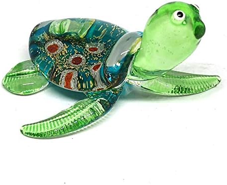 ZOOCRAFT Sea Turtle Hand Blown Glass Figurine Collectible Aquarium Miniature Home Garden Decor Personalized Gift...