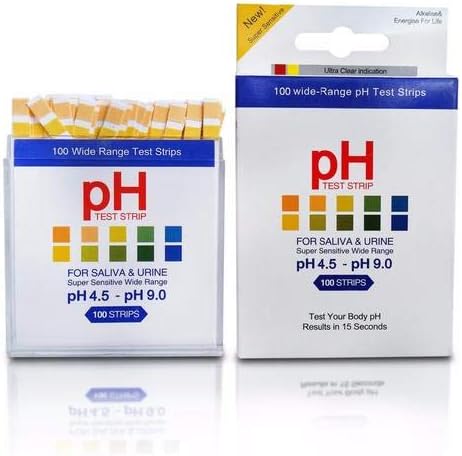 pH Test Strips 100ct -Saliva and Urinalysis Reagent Test Strips for Monitor Body Acidity and Alkalinity .Track and Balance Your Body pH & A Health...