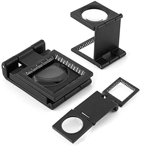 10 x 28mm Mini Three-Folding 10X Magnifier Portable Zinc Alloy Magnifier with Scale for Textile Optical Jewelry Tool...