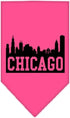 Pet and Dog Bandana Screen Printed, Chicago Skyline Black Large...