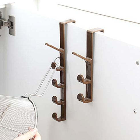 5 Layers Over The Door Hook Organizer Rack Hanger Backpack Handbag Door Hook, Pack of 2 (Black)...