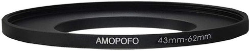 Metal Step Up Ring Adapter 43mm to 62mm Step-Up Lens Adapter Ring for Filters, Made of CNC Machined Space Aluminum with Matte Black Electroplated ...
