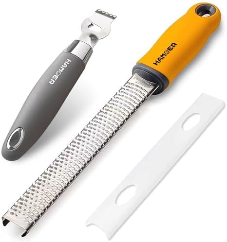 Grater Citrus Orange Lime Lemon Slicer with Channel Knife Stainless steel with non-slip rubber handle 2-pcs multi-tool set...