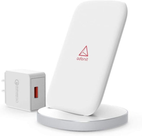 Adonit Wireless Charger Stand (White) Fast Wireless Charging Qi-Certified for iPhone 12, 12 Pro, 11, 11 Pro, Pro Max, XR, Xs Max, XS, X, 8, 8 Plus...