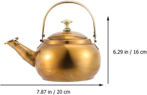Hemoton Stainless Steel Tea Kettle Stovetop Teapot Hot Water Boiling Kettle with Handle Gas Cooker Metal Kettle Coffee Pot Golden...