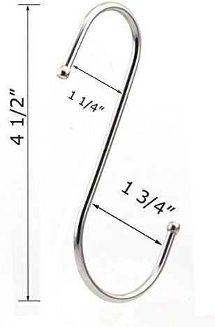 10 Pack Premium 4.5 inch Heavy Duty Stainless Steel S Hooks - S Shaped Hook - Hanger Hooks - Ideal for Hanging pots and Pans, Plants, Utensils, To...