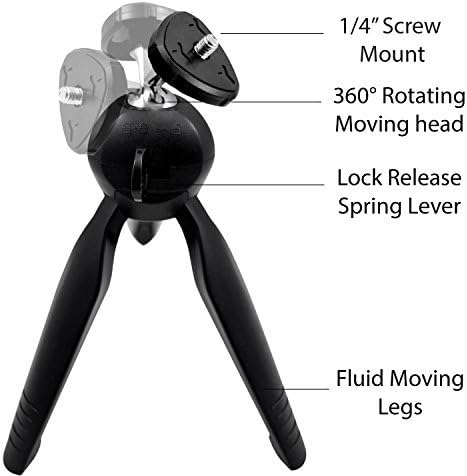 Mini Compact Tripod with Rotating Head + eCostConnection Universal Tripod Mounting Adapter with Dual 1/4" Mounting Points Compatible with All Smar...