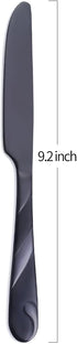 Black Dinner Knife Set, 9.2-inch Stainless Steel Shiny Black Dinner Table Knife Silverware, Set of 6...