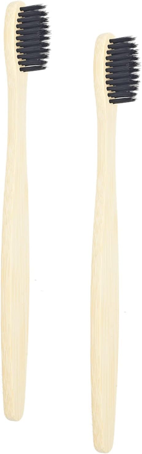 2 PCS Bamboo Toothbrushes Soft Bristles Wooden Toothbrushes for Adult, Natural Biodegradable BPA Free Eco Friendly Toothbrushes Black...