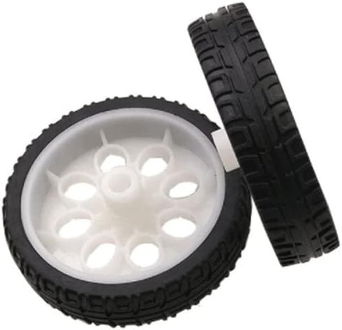 4pcs 65mm Rubber RC Wheel Tires Toy Car Wheels DIY Model Robots White and Black for DIY Model Accessories...