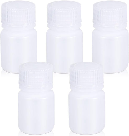 1 oz Wide Mouth Lab Reagent Bottle, Laboratory Grade Chemical Container, Sealed Leak-proof Translucent HDPE Bottle, Pill Bottle, Water Sample Bott...