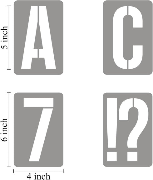 5 Inch Alphabet Letter Stencils for Painting - 42 Pack Letter and Number Stencil Templates with Signs for Painting on Wood, Reusable Numbers and L...