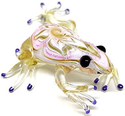 Frog Miniature Figurines Animals Hand Blown Color Glass Art Collectible Gift Decorate 3" (Yellow Purple)...