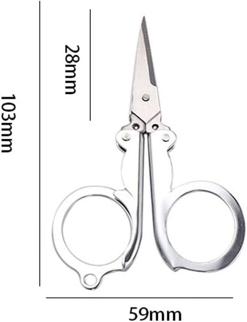 2Pcs Foldable Mini Metal Scissors Stainless Steel Folding Scissors Portable Travel Scissors Crafting Safety Sewing Scissor For Home Office...