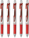 Pentel Energel Retractable Ballpoint Pen(BLN75Z-B), Extra Fine Point 0.5mm Needle Tip, Red Ink, Silver Body, Value Set of 5...