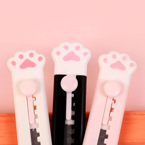 Pink Cute Girly Cat Paw Alloy Mini Portalble Utility Cutter Letter Envelope Razors and Blades Opener Mail School Office Supplies Shave and Hair Re...