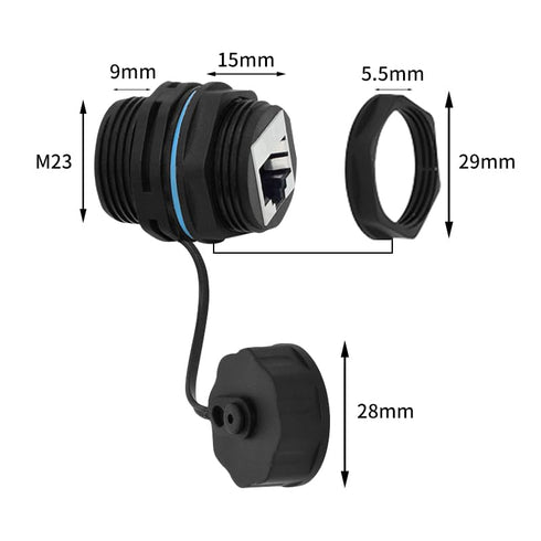 RJ45 Panel Mount Waterproof Connector IP68 Cable Connector, Female to Female, with Shielding Cable Coupler-CAT6-YMP23-Blue-2 PCS...